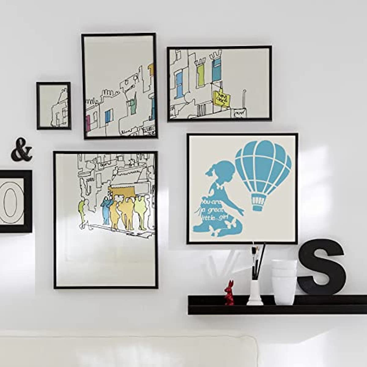 GORGECRAFT 12x12 Inch Alphabet Stencil - Witchy Moon & Eye Design For Painting Crafts