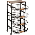 thumbnail image 2 of Sensch  5 Tier Fruit Rack for Kitchen Large Pull-out Wire Basket With Wood Top and Wheels, Kitchen Storage Cart for Fruit Vegetable, 2 of 9