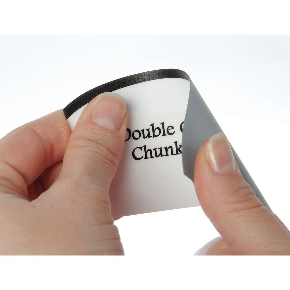 HUBERT Deli Tag Write on Style with Black Border White Heat Resistant Merchandising Tag Curved Top - 4" L x 2 1/4 h, 12/Bag
