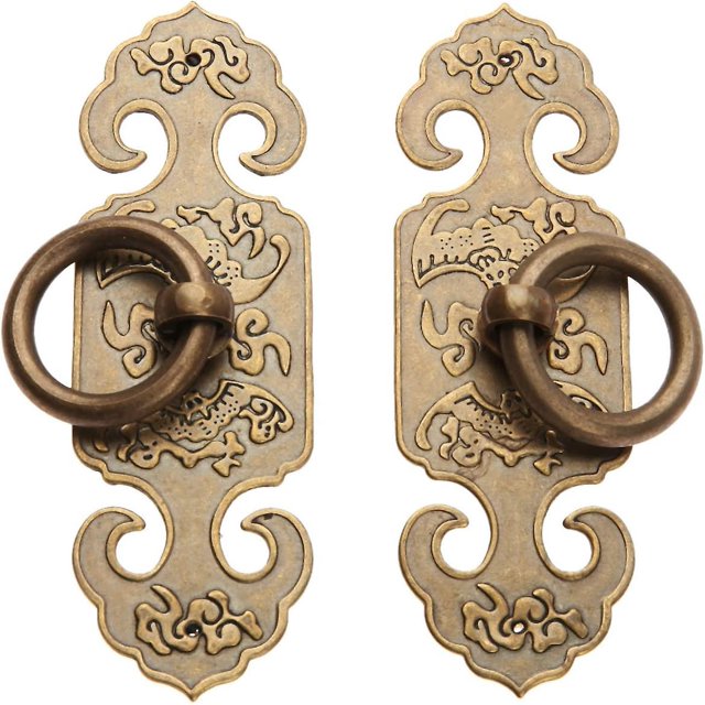 1 par de tiradores de puerta doble YONGSHENG estilo casa de campo Vintage para armario herrajes de madera latón antiguo tamaño grande 3,94 x 1,26