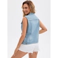 thumbnail image 4 of DARING DIVA Womens Denim Vest Button Down Jacket Sleeveless Jean Jacket S Light Blue, 4 of 7