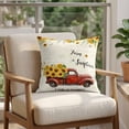 thumbnail image 4 of 16x16 Pillow Covers Set of 2, Sunflower Truck Square Throw Pillow Covers for Couch/Sofa/Living Room, Elegant Yellow Floral Summer Botanical Decorative Soft Pillowcases for Couch Throw Pillows, 4 of 9