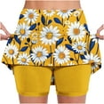 thumbnail image 2 of QATAINLAV Plus Size Skorts for Women Elastic Tummy Control Yoga Pant Skirts Summer Casual Athletic Tennis Golf Skirts with Shorts Floarl Print Biker Shorts Yellow XL, 2 of 3