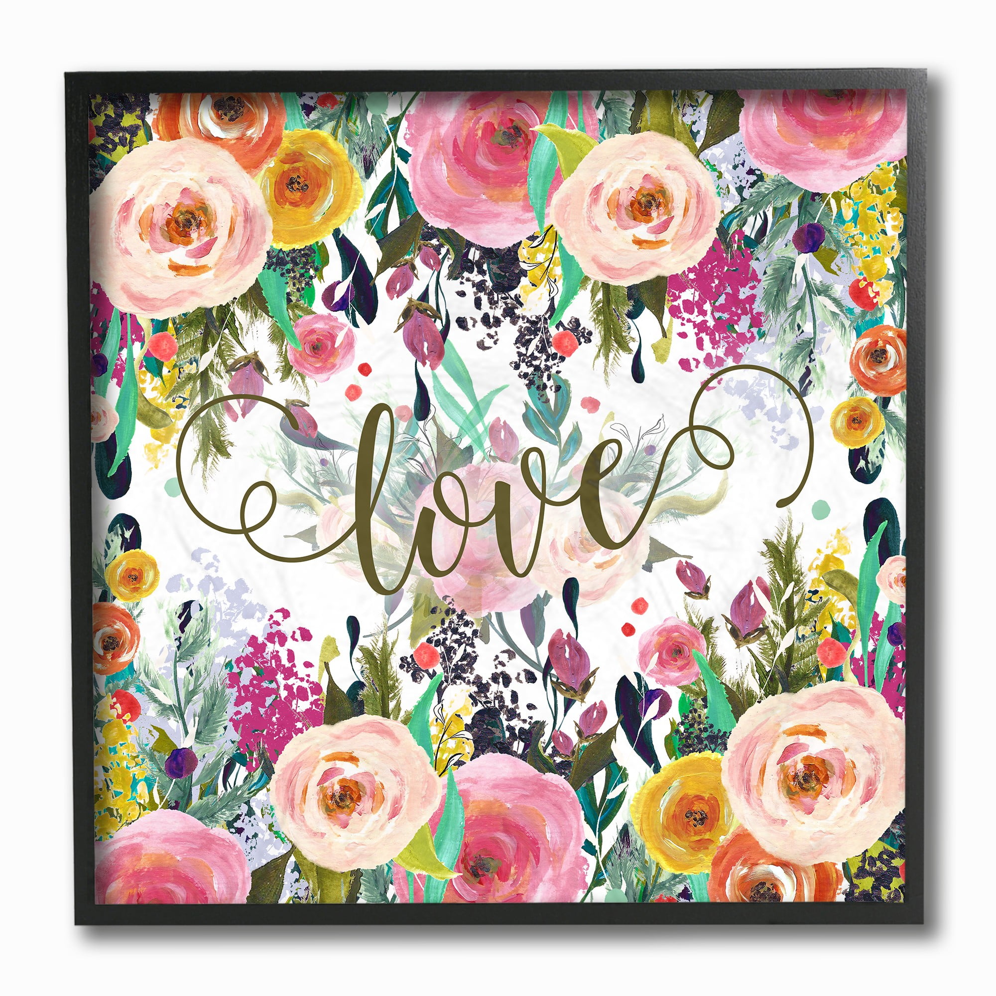 The Stupell Home Decor Collection Elegant Love Floral Framed Giclee ...