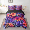 thumbnail image 2 of Manfei Retro Rustic Flower 7 Pieces Bedding Comforter Set,Cartoon Plant Full Bedding Set,Pink Purple Floral Fitted Sheet Flat Sheet For Girls Kids,Super Cozy Room Decor Reversible, 2 of 8
