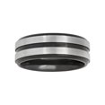 thumbnail image 3 of Men’s Stainless Steel 8mm Two-Tone Black Wedding Band - Mens Ring, 3 of 3