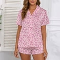 thumbnail image 4 of Bovxnpu Womens Pajama Sets Short Sleeve Button Down Sleepwear Collared Drawstring Short Sleeve Pajama Set Sleepwear, 4 of 6