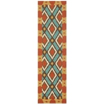 SAFAVIEH Four Seasons Isidora Geometric Runner Rug, Light Blue/Red, 2'3" x 8'