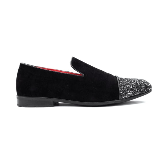 Men's Black and Silver Suede Wedding Party Loafers By Roma Rio 5642