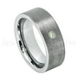 thumbnail image 1 of 8mm Pipe Cut Tungsten Wedding Band - 0.07ct Solitaire Peridot Ring - Personalized Tungsten Wedding Ring - Custom Made August Birthstone Ring TN669BS, 1 of 1