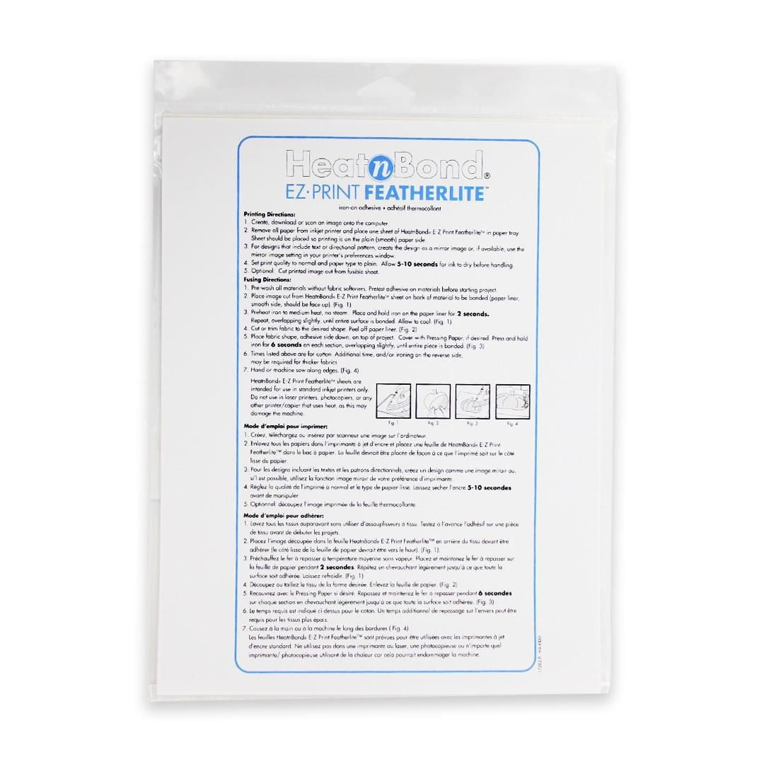 HEATNBOND EZ Print Feather Lite, 10 mcx, 22 x 28 cm (8½" x 11")