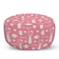 thumbnail image 1 of Tea Party Pouf Cover with Zipper, Morning and Breakfast Lettering with Tea Pot and Cups on Polka Dots, Soft Decorative Fabric Unstuffed Case, 30" W X 17.3" L, Pastel Pink and Eggshell, by Ambesonne, 1 of 5