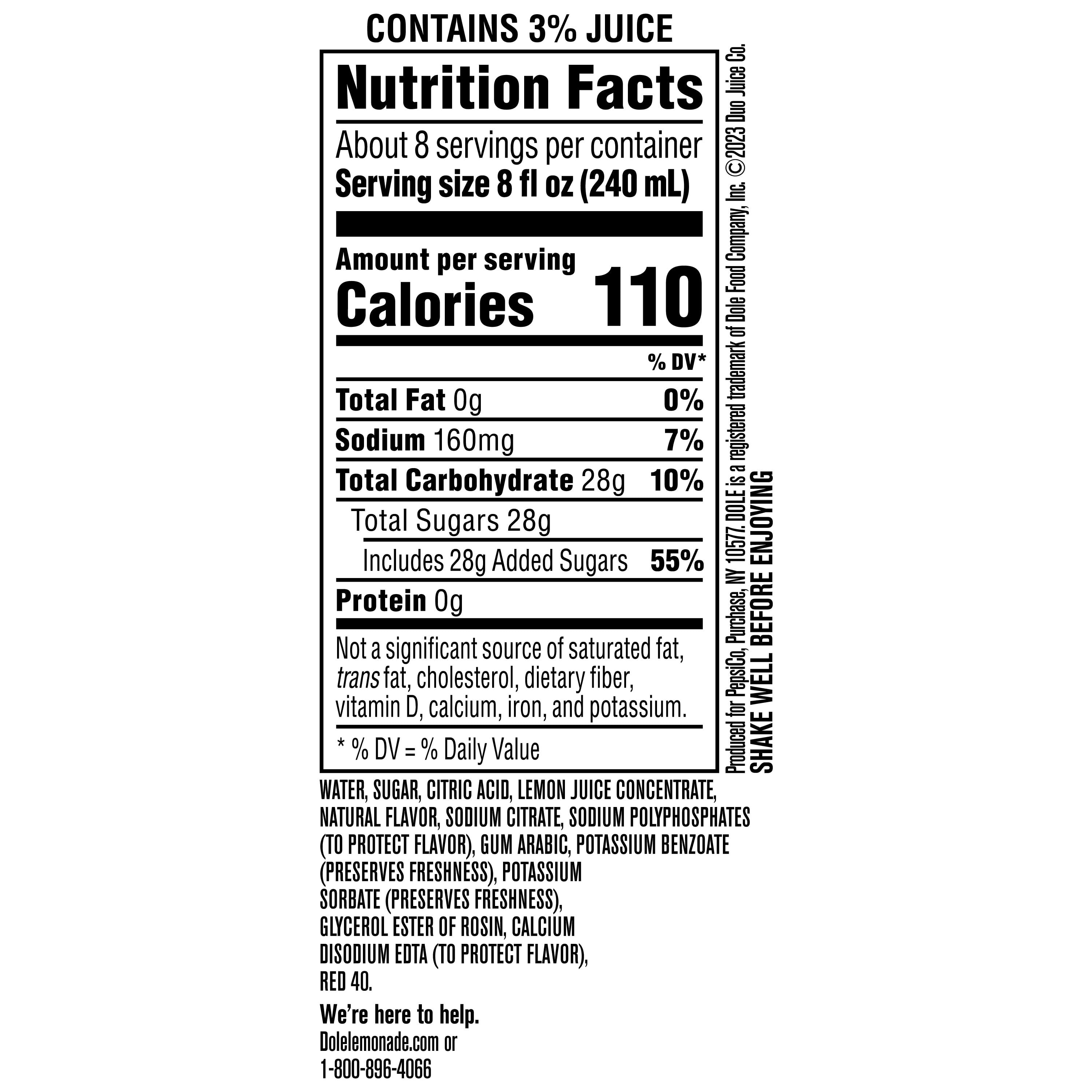 (5 pack) Dole Strawberry Lemonade, 2 Liter Bottle