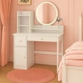 thumbnail image 4 of Dressing Table With Drawers, LED Tri-Color Mirror, Easy To Clean, Suitable For Small Space In Home Office, Bedroom, 4 of 5