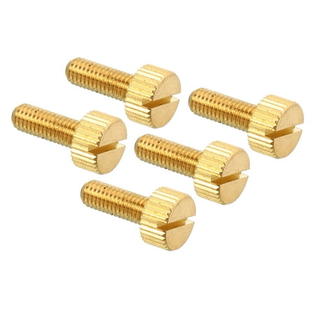 

Uxcell M5x14mm Knurled Thumb Screws Flat Brass Bolts Grip Knobs Fasteners for Retro Lamps Lights 5 Pack
