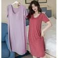 thumbnail image 3 of Clearance! Cqxid525 Nightgowns for Women Women's Soft Nightgown Sleep Dress Summer Short Sleeve Comfy Sleepwear with Built In Bra Lightweight Sleep Shirt Blue 1PC, 3 of 5