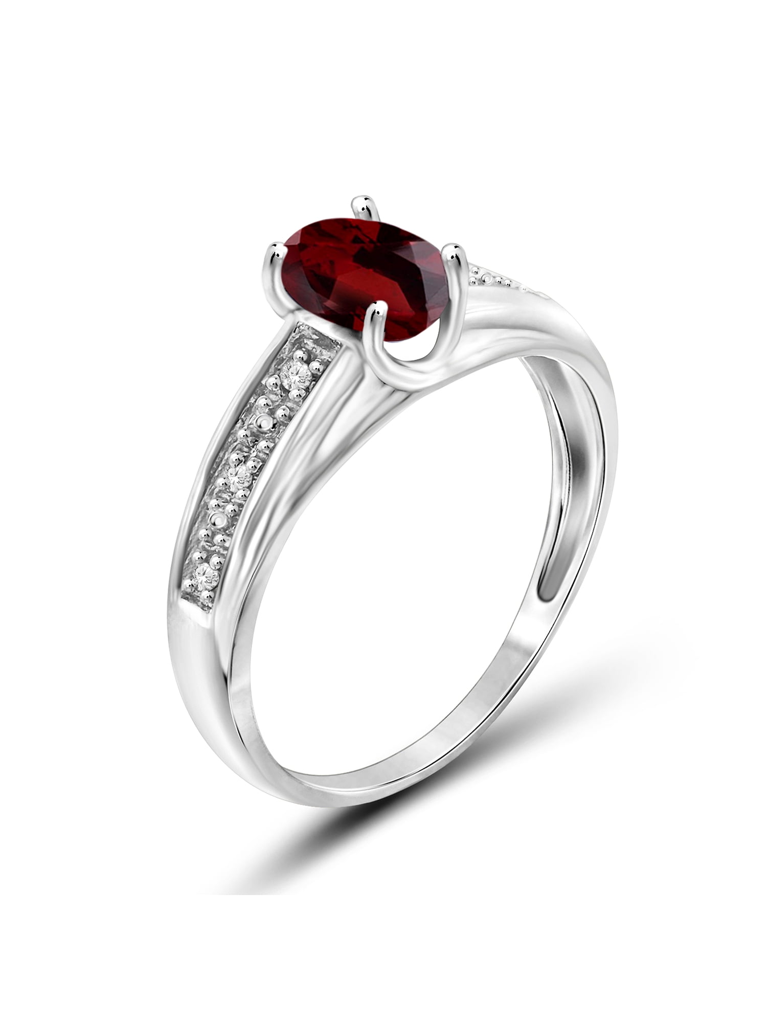 JewelersClub Garnet Ring Birthstone Jewelry – 1.00 Carat Garnet 0.925 Sterling Silver Ring Jewelry with White Diamond Accent – Gemstone Rings with Hypoallergenic 0.925 Sterling Silver Band