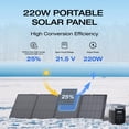 thumbnail image 2 of EF ECOFLOW Panel solar portátil de 220 vatios, célula solar tipo N de alta eficiencia de conversión del 25%, panel solar plegable NextGen con soporte ajustable, IP68 impermeable para camping RV sistem, 2 of 5
