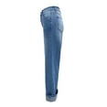 thumbnail image 6 of Clearance! Delayuji Fleece Lined Jeans Women Womens Baggy Jeans Wide Leg Trendy Casual Mid Cuffed Hem Denim Pants with Pockets Xl Blue, 6 of 6
