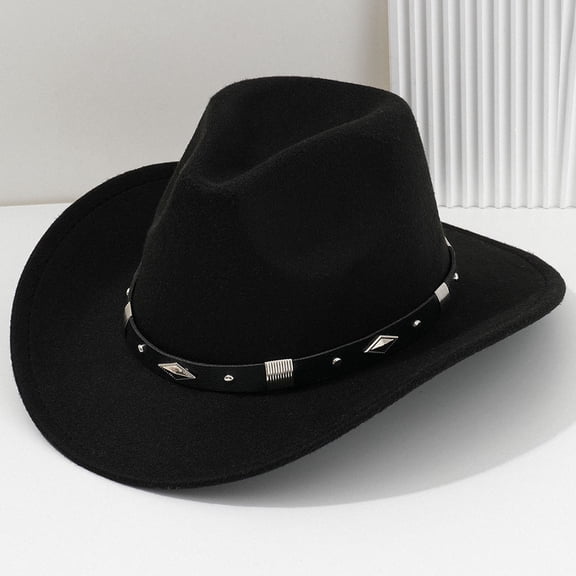 ZHOGXU Stylish Unisex Cowboy Hat With Buckle Belt For Concerts Outdoor Events And Party Wear Elegant Fashion Caps Black One Size