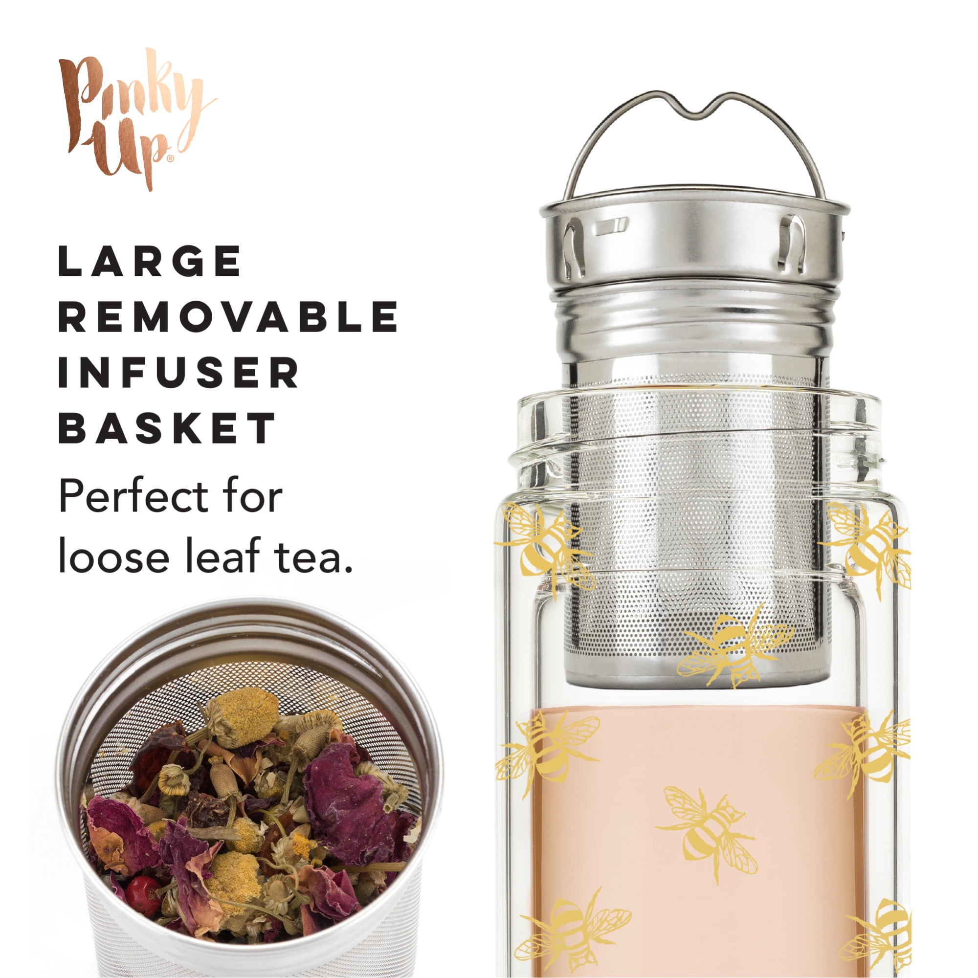Little bees Double Wall Glass Tea Infuser Bottle Portable Tea Infuser for  Loose Dual-use Tea Cup wit…See more Little bees Double Wall Glass Tea