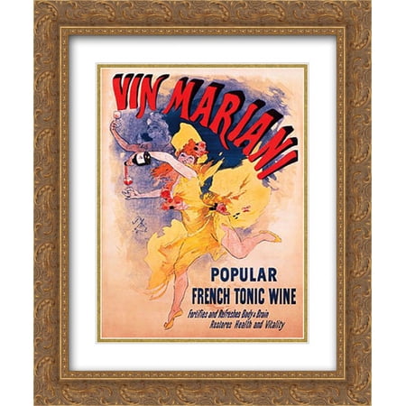 Jules Cheret 2x Matted 20x24 Gold Ornate Framed Art Print 'Vin Mariani'
