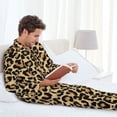thumbnail image 6 of Sikiie Leopard Print Mens Pajama Set, Soft Warm Long Sleeve Sleepwear, Cozy Button-Down Pjs for Men-X-Large, 6 of 7