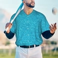 thumbnail image 6 of Balery Blue Glitter Baseball Jersey for Men Casual Button Down Shirts Short Sleeve Active Team Sports Uniform-Medium, 6 of 9