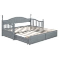 thumbnail image 5 of Euroco Wood Twin Size Daybed with Trundle and Drawers, Extendable Bed, Gray, 5 of 14