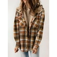 thumbnail image 2 of CAILDANL Womens Plaid Shacket Jacket Long Sleeve Button Down Fleece Hooded Jackets Warm Coat, 2 of 2