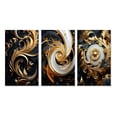 thumbnail image 2 of Designart "Golden Ornament Black Pattern I" Abstract Spirals Wall Art Set Of 3 - Transitional Gold Canvas Set For Living Room Decor, 2 of 6