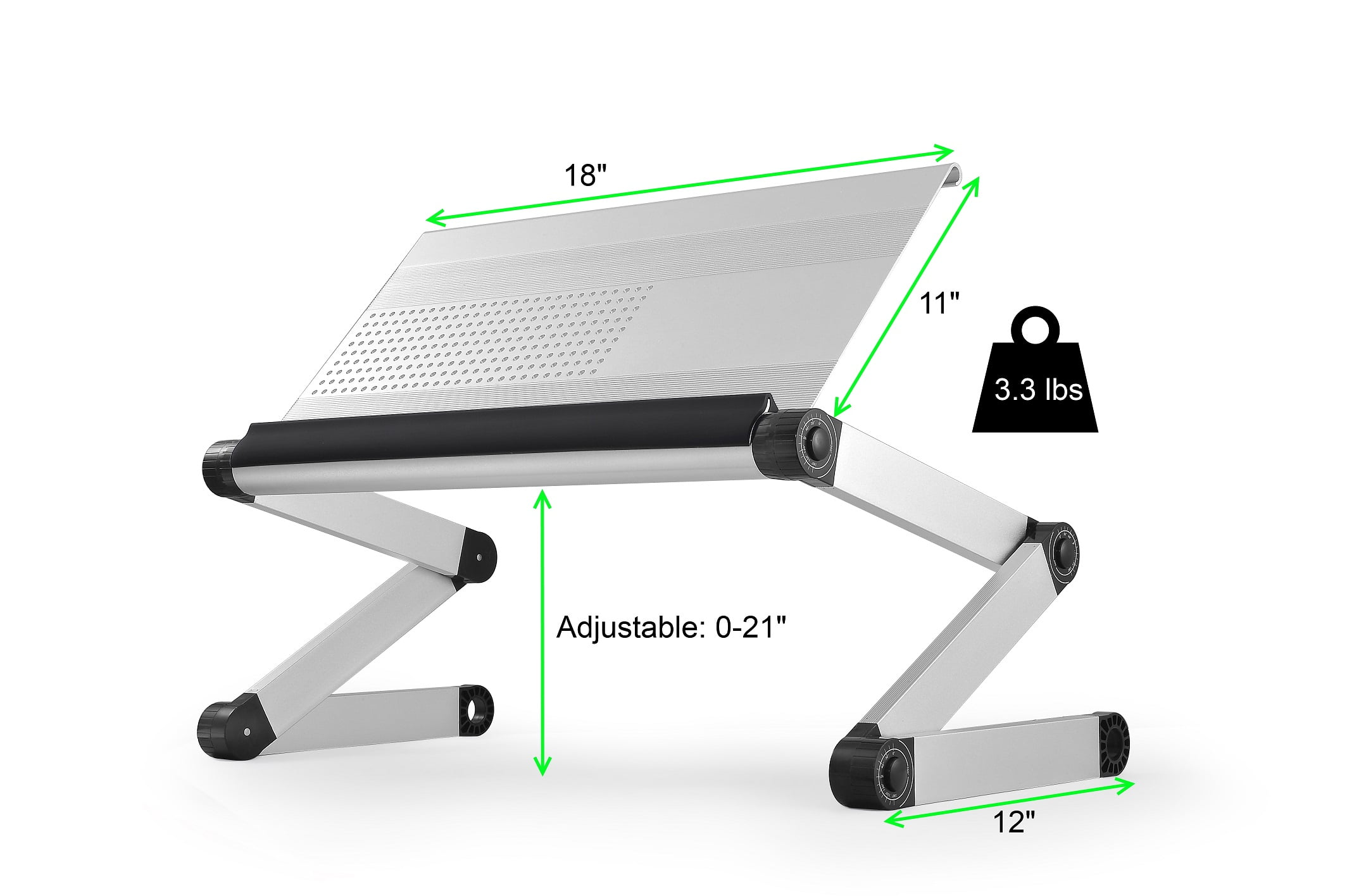 Workez Executive Adjule Ergonomic Laptop Cooling Stand Lap Desk For Bed Couch Folding Aluminum Desktop Computer Riser Tray Height Tilt Angle