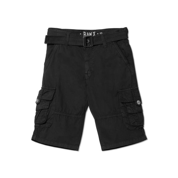 RAW X Boy's Belted Twill Cargo Shorts, Black, 8