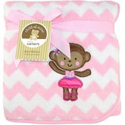Child of Mine by Carter's Ballerina Monkey 2-Ply Embroidered Fluffy Fleece Blanket