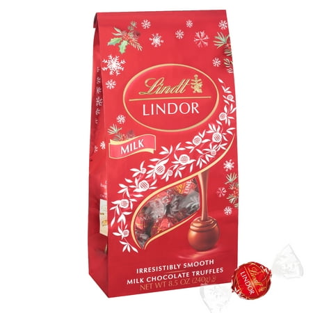 Lindt LINDOR Holiday Milk Chocolate Candy Truffles, 8.5 oz. Bag