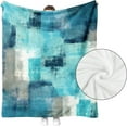thumbnail image 2 of Teal Grey Throw Blanket Turquoise Abstract Art Ultra-Soft Cozy Fleece Blankets Lightweight Modern Flannel Blanket for Couch Sofa Bedding Home Decor (Turquoise Gray, 60" L x 50" W), 2 of 6