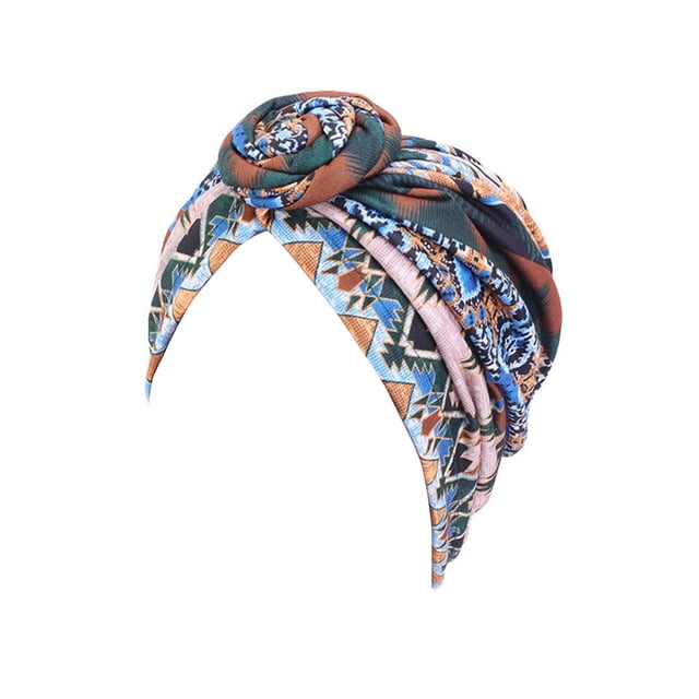 Sonducket Cubierta de sombrero musulmán con nudo de turbante, accesorios de estilismo con estampado Floral cómodo, gorro de pérdida de moda Type3 NO3
