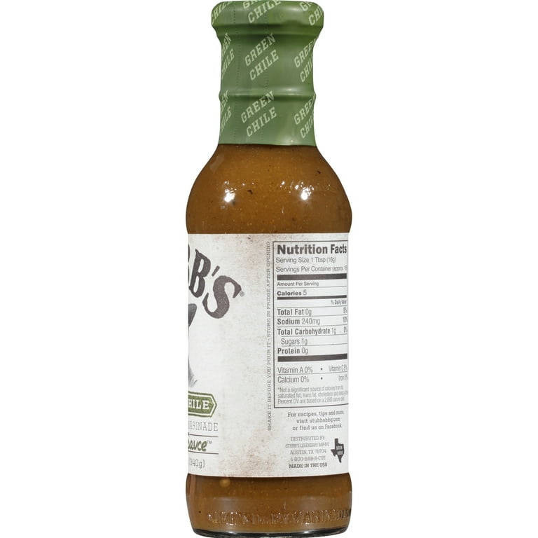Stubb's Gluten Free Green Chile Anytime Sauce, 12.0 oz Bottle - Walmart.com