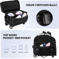 thumbnail image 2 of 2 Bowling ball Bag with Wheels, Lightweight Trolley Double Ball Bowling bag with Large Separate Shoe Compartment and  Accessory Pocket, Retractable Handle Extends To 39.5", 2 of 6