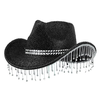 7491 Western Black Cowboy Hats For Women Men, Fedora Wide Brim Sparkly Rhinestone Cowgirl Hat Cowboy Hat Bling Diamond Rhinestone  main image 2