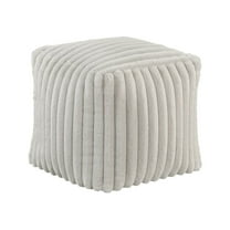 Lexicon Simpsonville Corduroy Fabric Upholstery Pouf in Off White
