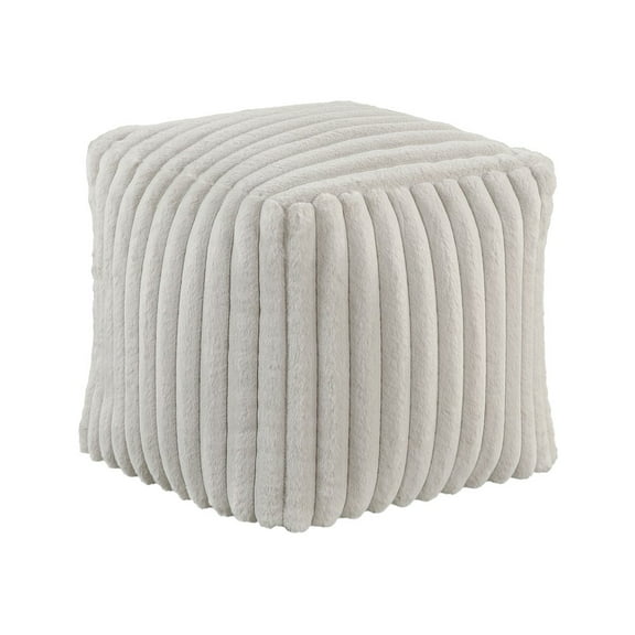 Lexicon Simpsonville Corduroy Fabric Upholstery Pouf in Off White
