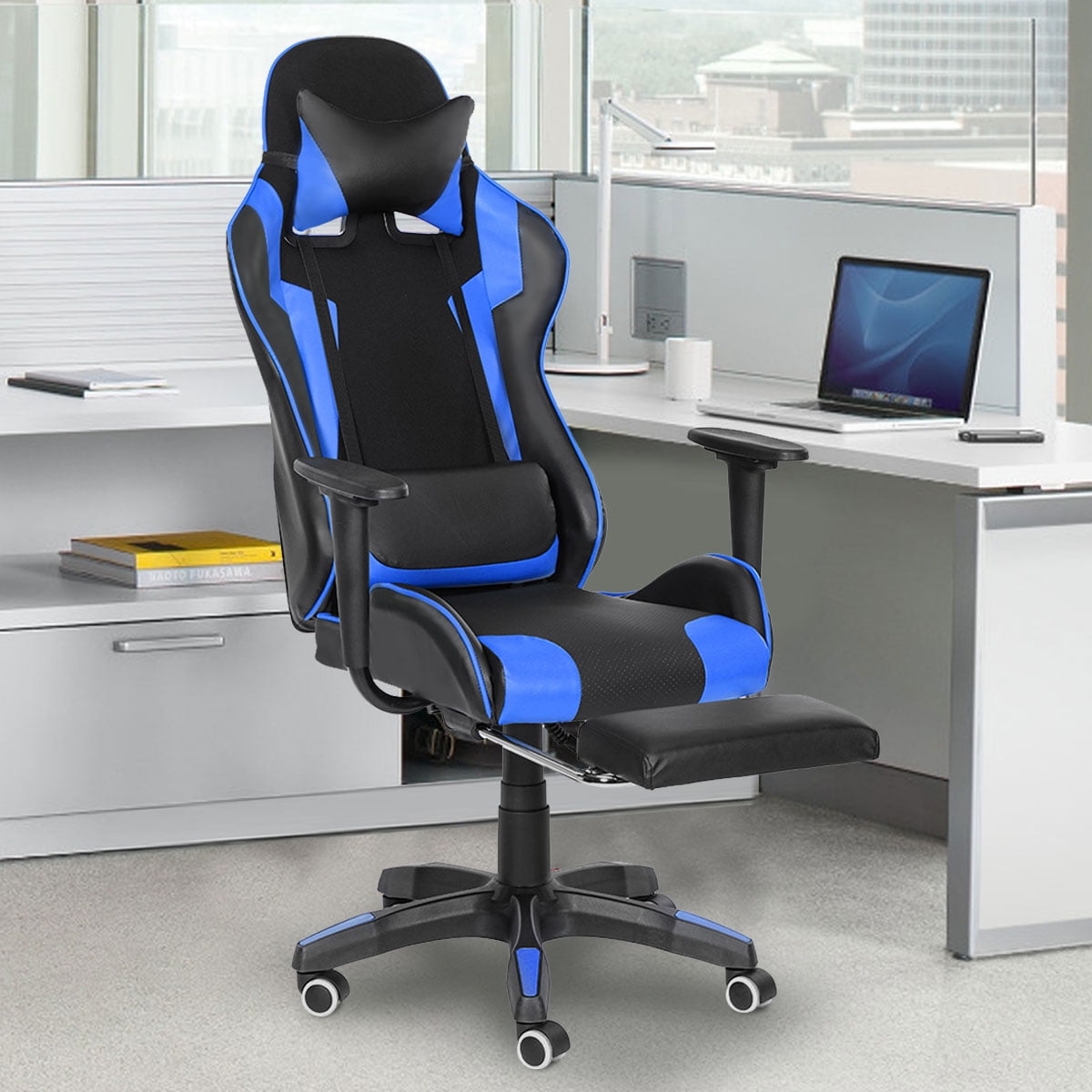 Luxury Office Chair Swivel Recliner Gaming Computer Home Desk Chair PU Leather 