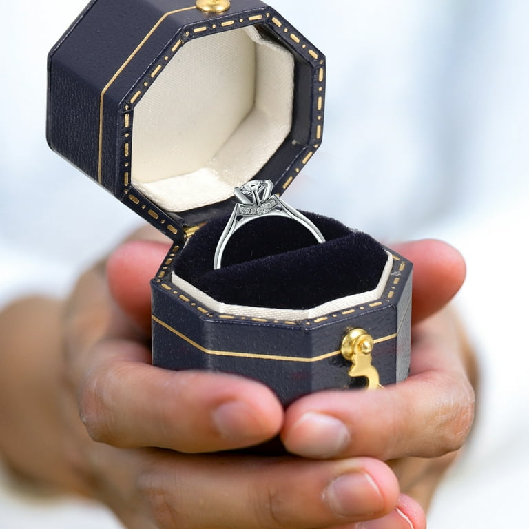 Leather Ring Box Travel Portable Ring Storage Case Ring Vintage Style Organizer