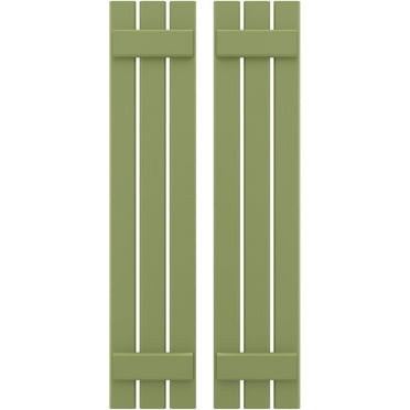 Ekena Millwork 11 1/2"W x 71"H Americraft Three Board (2 Batten) Exterior Real Wood Spaced Board-n-Batten Shutters (Per Pair), Moss Green