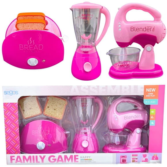 Set de Electrodomésticos de Juguete Cocinita Infantil Licuadora, Tostadora y Batidora Para Niños y Niñas Color Rosa