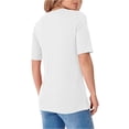 thumbnail image 3 of Womens Half Sleeve Tops Crewneck Shirts Basic Fit Tee Trendy 2026 Spring Summer Business Casual T-Shirts White 2XL, 3 of 3