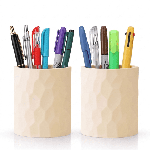 Silicone pencil holder, 2-piece set, soft desktop organizer cup, suitable for office supplies, makeup brushes, and stationery.