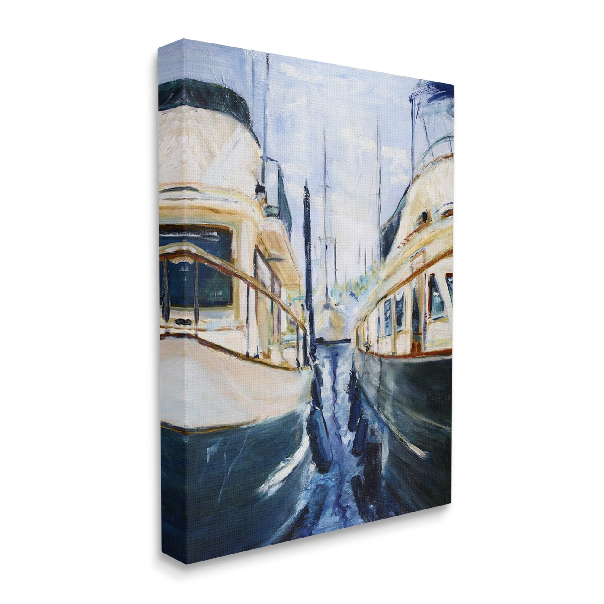 Stupell Industries Marine Harbor Docked Boats Coastal Painting Gallery Wrapped Canvas Print Wall Art