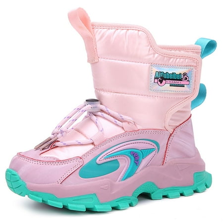 

Snow boots for Kids waterproof Warm boys girls winter boots outdoor Casual chic hook and loop tarpaulin Antiskid nail Non slip rubber sole children cozy faux plush lining cold weather shoes